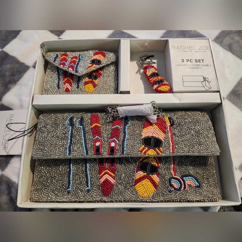 Rachel Zoe Beaded Clutch Set with Sunglasses Design